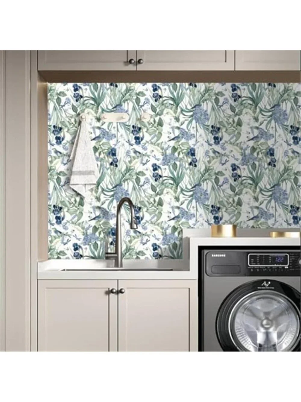 Vintage Floral Peel And Stick Wallpaper Blue Green Bird Removable Vinyl 16x118